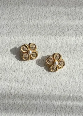 Tahani Flower Earrings - Gold