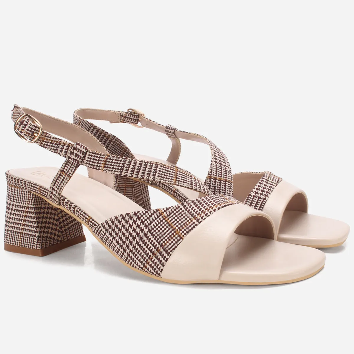 Women "MAEVE" Diagonal Strap Heel Sandals