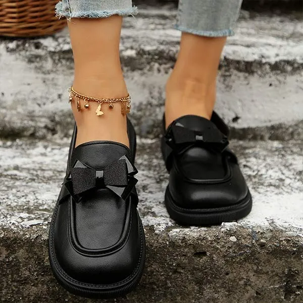 Women's Bow-Tie Retro Thick-Soled Loafers 17445843C