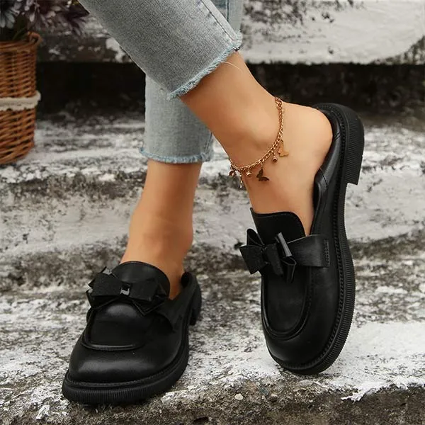 Women's Bow-Tie Retro Thick-Soled Loafers 17445843C
