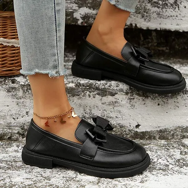 Women's Bow-Tie Retro Thick-Soled Loafers 17445843C