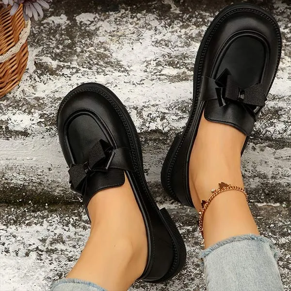 Women's Bow-Tie Retro Thick-Soled Loafers 17445843C