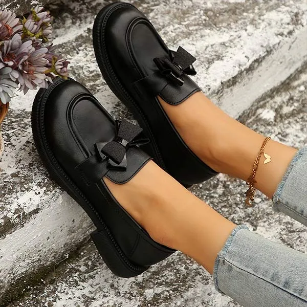 Women's Bow-Tie Retro Thick-Soled Loafers 17445843C