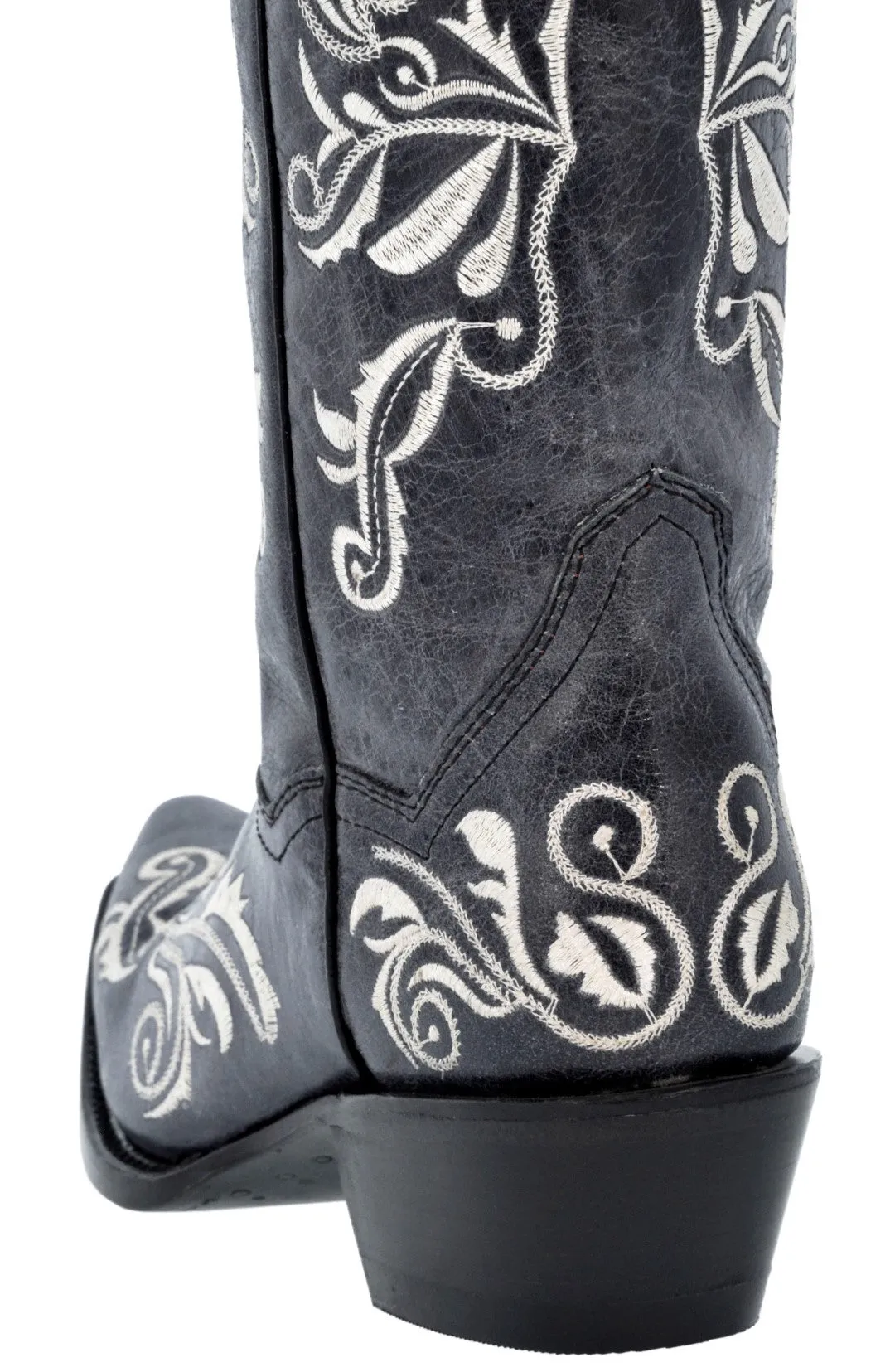 Womens Granada Denim Blue Boots Swan Embroidered - Snip Toe