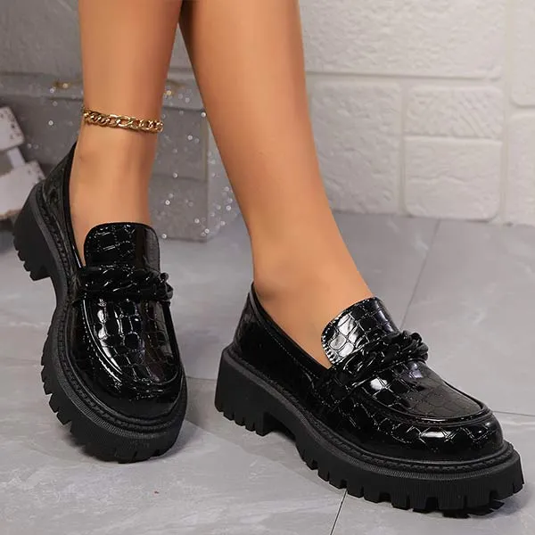 Women's Thick Sole Retro Loafers 95082158C